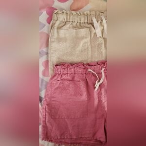 Pink and Beige Crew Cuts Linen Shorts